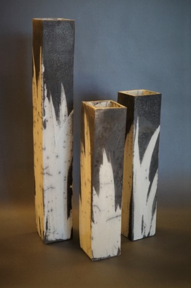 Firkant vase sort/hvid
