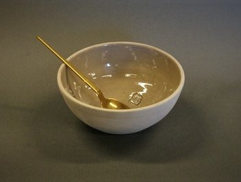 Dorte Visby keramik, lille lertøjsskål i grå